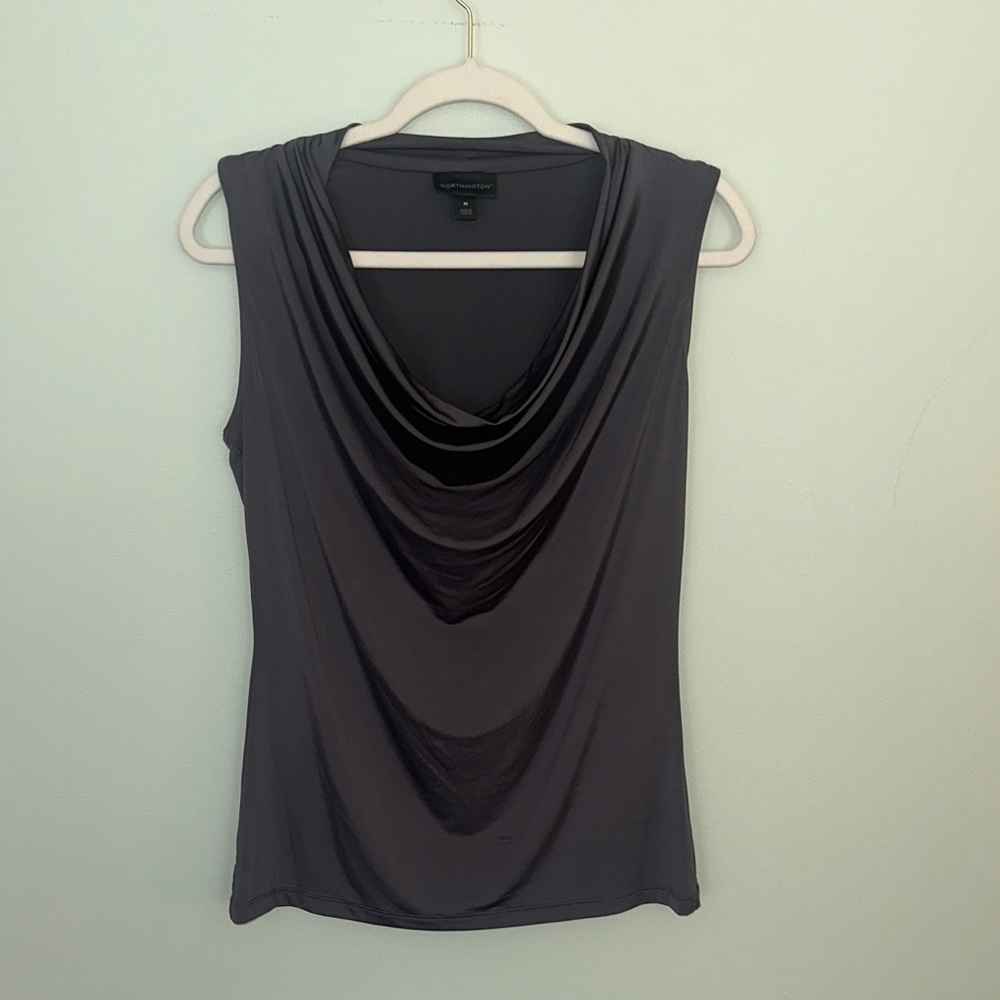 Worthington Sleeveless Cowl Neck Camisole in Charcoal Gray